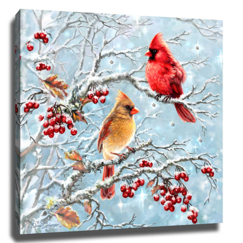 10" Blue and Red Winter Cardinals Wall Art Decor - IMAGE 1