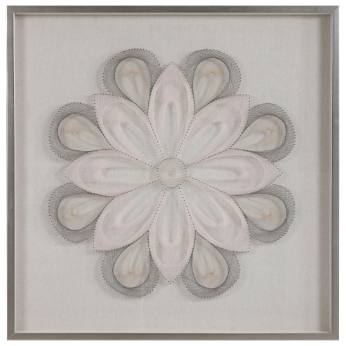 39.25" White and Gray Contemporary Floral Wall Decor - IMAGE 1