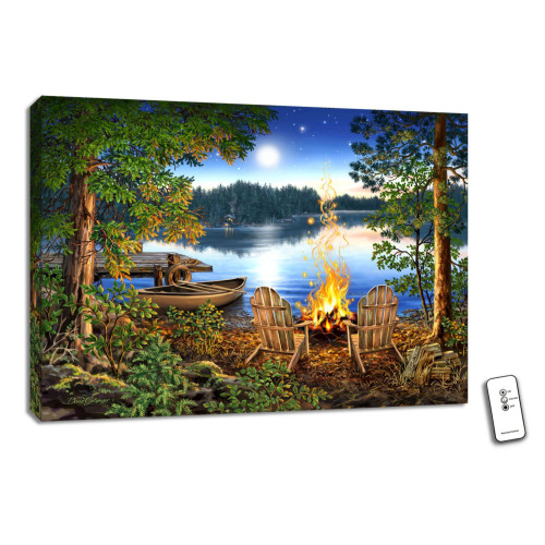 Blue and Green Lakeside Wall Art Decor 18" x 24" - IMAGE 1