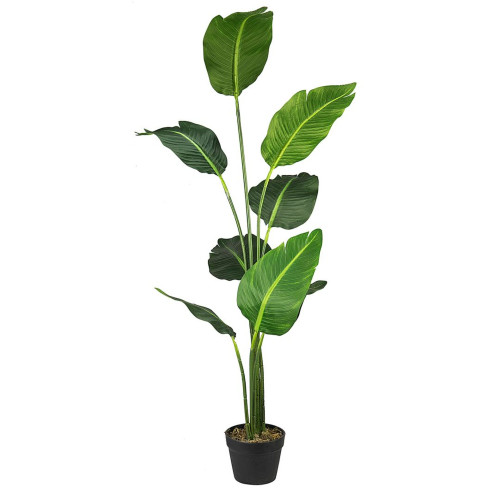 60" Green and Black Bird of Paradise Artificial Plant in Pot - IMAGE 1