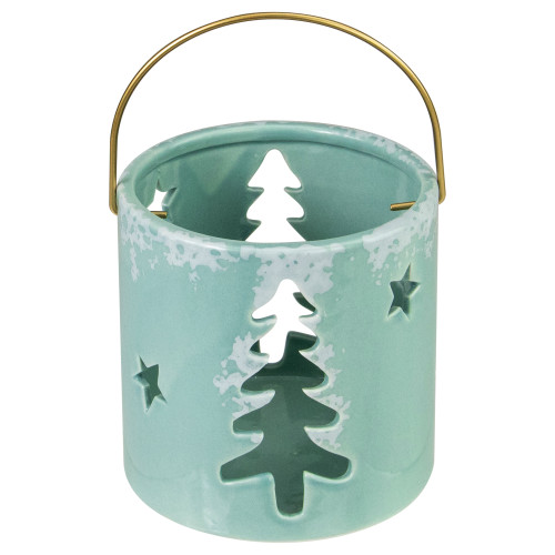 4.25" Green Christmas Tree Cutout Tea Light Candle Holder - IMAGE 1