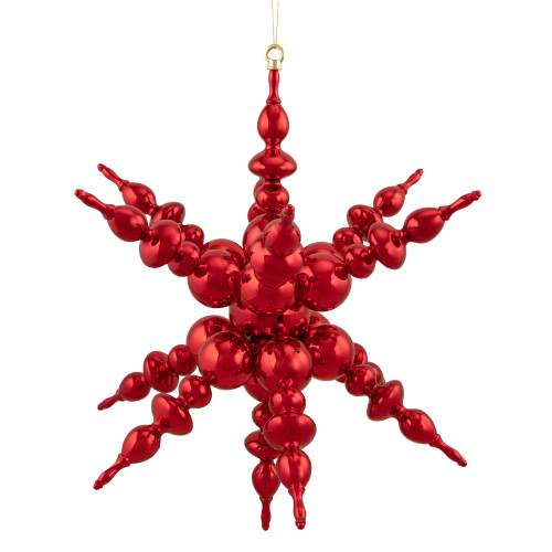 24" Shiny Red 3D Sunburst Snowflake Commercial Christmas Ornament - IMAGE 1