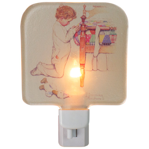 Norman Rockwell 'A Christmas Prayer' Glass Night Light - 4" - IMAGE 1