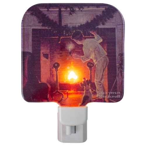 Norman Rockwell 'Is He Coming' Glass Christmas Night Light - 4" - IMAGE 1