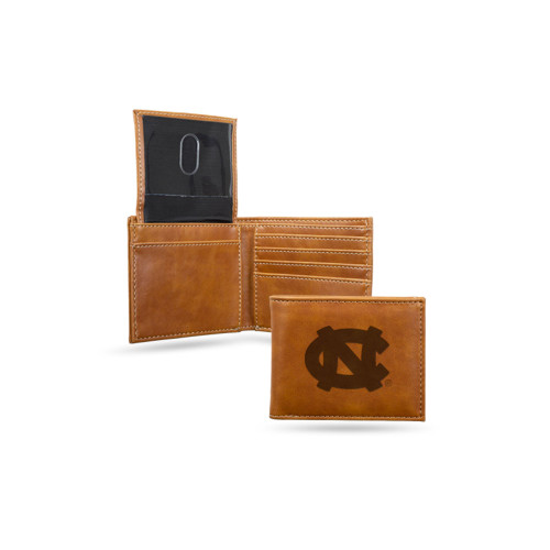 4" Brown College North Carolina Tar Heels  Engraved Billfold Wallet - IMAGE 1