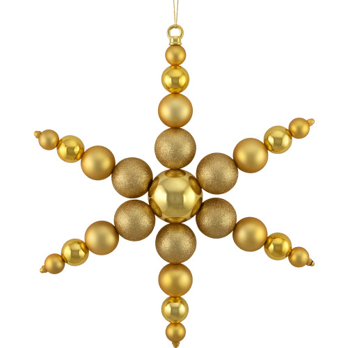 Shatterproof 3-Finish Snowflake Commercial Christmas Ornament - 18" - Gold - IMAGE 1