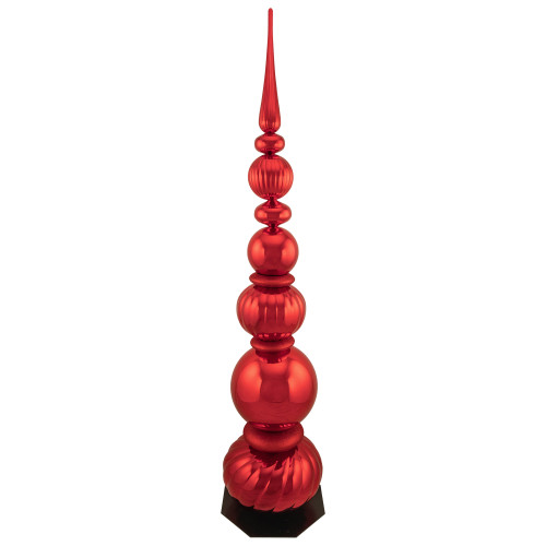 Shiny Ball Finial Tower Commercial Christmas Decoration - 4.5' - Red - IMAGE 1