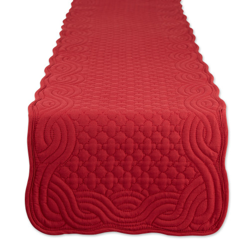 Quilted Textured Wrinkle-Resistant Table Runner - 72" - Cranberry Red - IMAGE 1