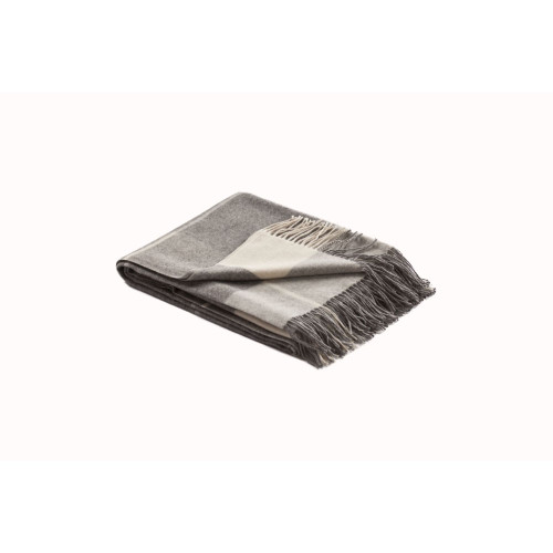 5.75' X 4.25' Gray and Ivory Merino Wool Throw Blanket - IMAGE 1