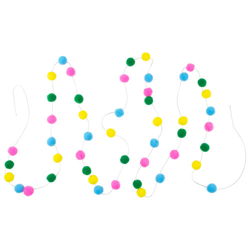 9' Multi-color Plush Snowball Christmas Garland - IMAGE 1