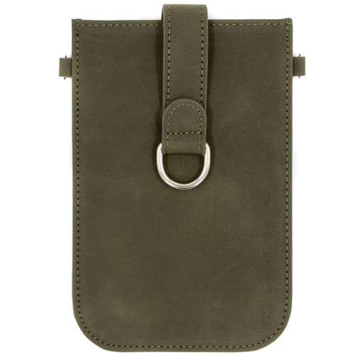 6.75" Army Green Vegan Leather Crossbody Pouch Purse - IMAGE 1