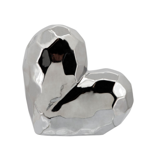 Shiny Heart Shaped Decoration - 7.75" - Silver - IMAGE 1
