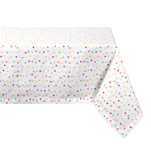 Polka Dot Confetti Rectangular Tablecloth - 104" - White and Multicolor - IMAGE 1