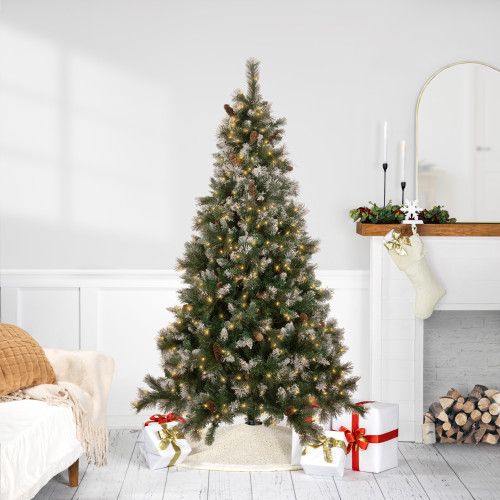 Real Touch™️ Pre-lit Snow Valley Pine Artificial Christmas Tree - 6.5' - Clear Lights - IMAGE 1