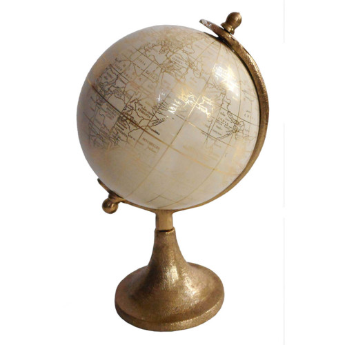 Traditional Style Globe on Aluminum Stand - 11.75" - Gold and Cream - IMAGE 1