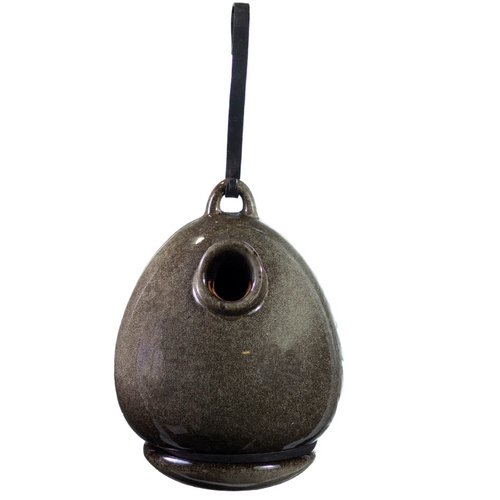 9" Granite Brown Heavy Duty Porcelain Hanging Teapot Birdhouse - IMAGE 1