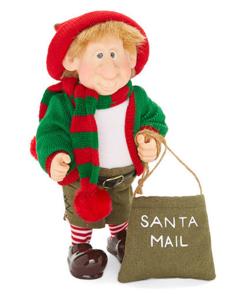 11" Zim's The Elves Themselves Orin the Mailman with Bag  of "Santa Mail" Collectible Christmas Figure - IMAGE 1