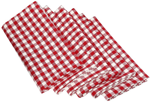 Set of 6 Tango Red Gingham Checkered Napkin, 20" - IMAGE 1