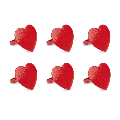 Set of 6 Red Heart Shaped Napkin Rings 2.25" - IMAGE 1