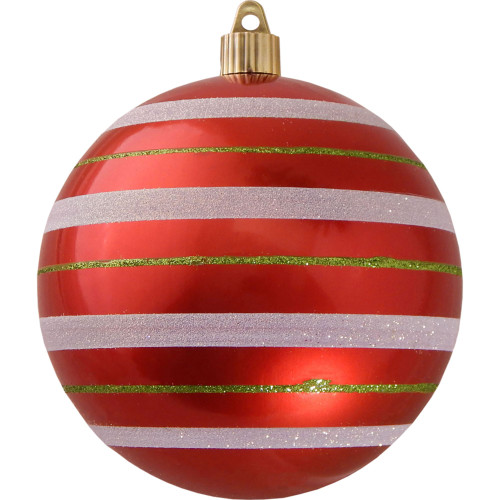 4ct True Love Red Shatterproof Christmas Ball Ornaments with Stripes 4.75" (120mm) - IMAGE 1