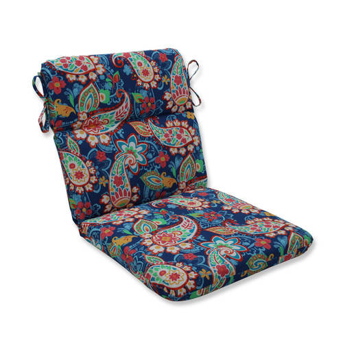 Retro Paisley UV-Resistant Outdoor Patio Chair Cushion - 40.5" - Blue and Red - IMAGE 1