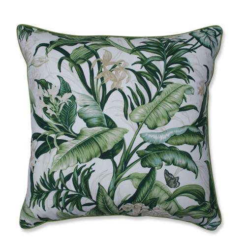 Tropical Square Floor Pillow - 25" - Green and White - IMAGE 1