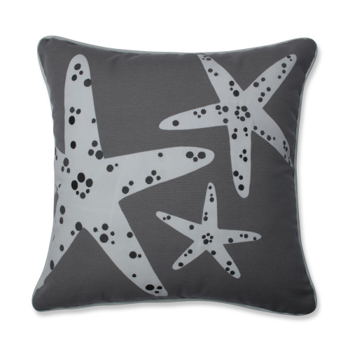 Nautical UV Resistant Outdoor Patio Throw Pillow - 16.5" - Gray and Black - IMAGE 1