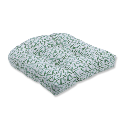 Geometric Wicker Seat Cushion - 19" - Green and White - IMAGE 1