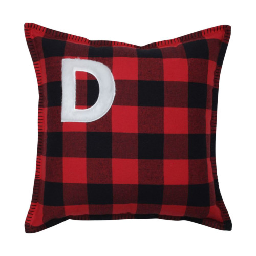 16.5" Red and Black Buffalo Plaid D Square Throw Pillow - IMAGE 1