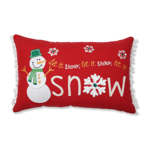 18.5" Red and White Rectangular "Let it snow" Christmas Throw Pillow - IMAGE 1