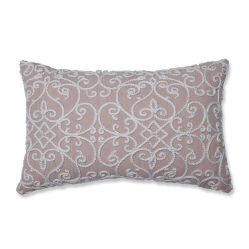 18.5" Pink and White Traditional Pattern UV Resistant Indoor Rectangular Throw Pillow - IMAGE 1