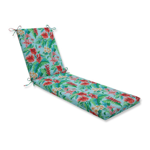 80" Blue and Green Tropical Patio UV Protected Chaise Lounge Cushion - IMAGE 1