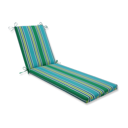 Striped Outdoor Patio Chaise Lounge Cushion - 80" - Blue and Green - IMAGE 1