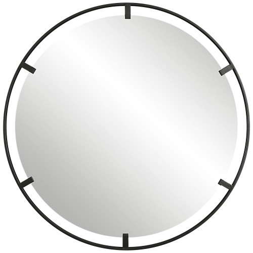 Round Wall Mirror - 34" - Black - IMAGE 1
