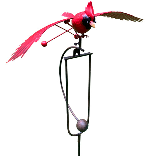 48" Red and Black Realistic Cardinal Rocker Stake - IMAGE 1