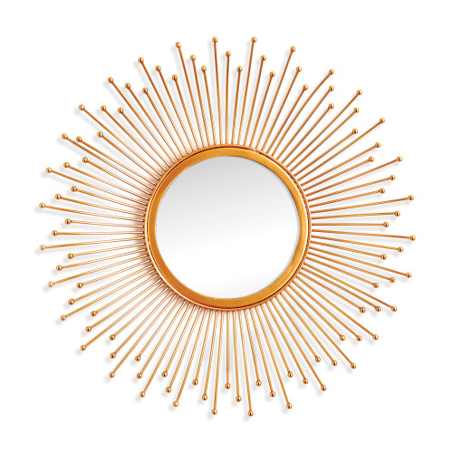 Metallic Sun Rays Round Mirror - 30" - Gold - IMAGE 1