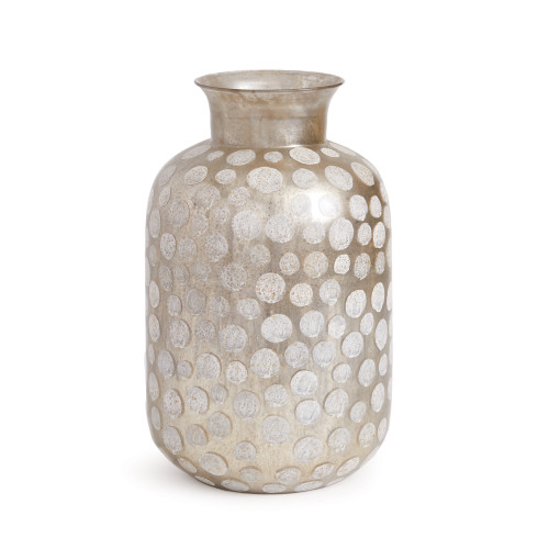 Small Dotted Vase - 15.5" - Silver and White - IMAGE 1