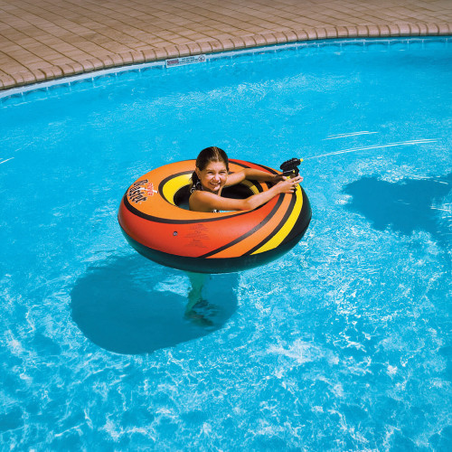 42" Orange and Black Inflatable Power Blaster Swimming Pool Inner Tube - IMAGE 1