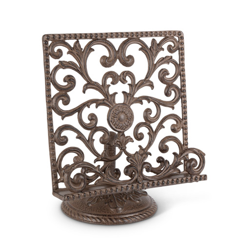 13.75" Brown Unique Acanthus Metal Cook Book Holder - IMAGE 1