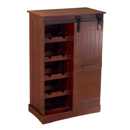 3.5' Hickory Brown Industrial Oxford Bar Cabinet - IMAGE 1