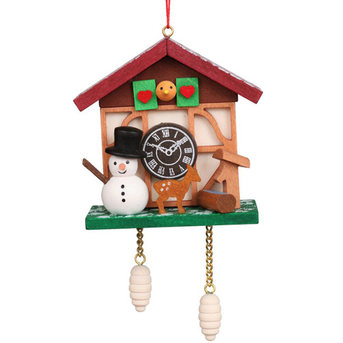 4.5" Christian Ulbricht Cuckoo Clock Snowman Christmas Ornament - IMAGE 1