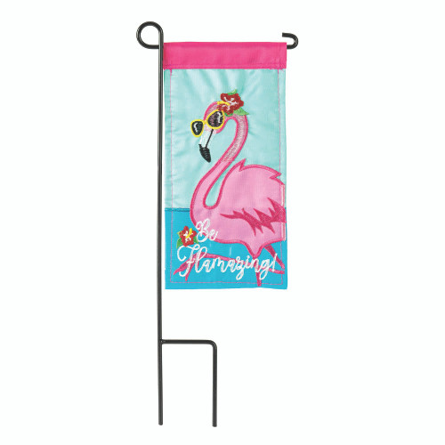 Pink and Blue Double Applique Be Flamazing Outdoor Garden Mini Flag with Pole 8.5" x 4" - IMAGE 1