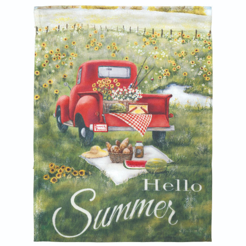 Hello Summer Truck Sublimated Print Outdoor Garden Flag - 18" x 13" - IMAGE 1