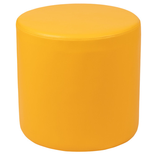 18" Yellow Solid Upholstered Round Modular Ottoman - IMAGE 1