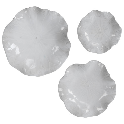 Set of 3 White Contemporary Flowers Wall Decor - IMAGE 1