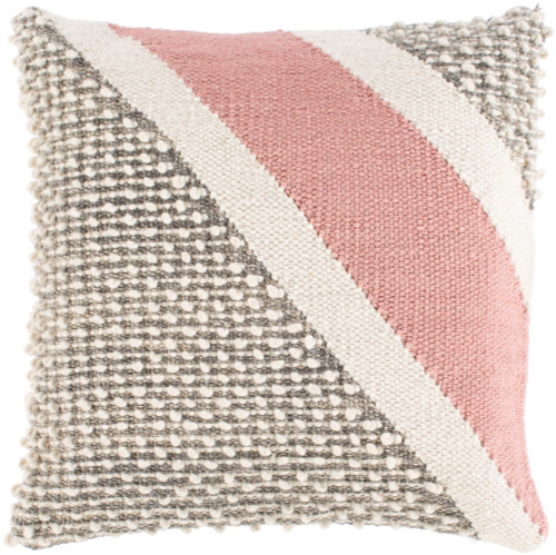 20" Beige and Red Geometric Square Throw Pillow Cover - IMAGE 1