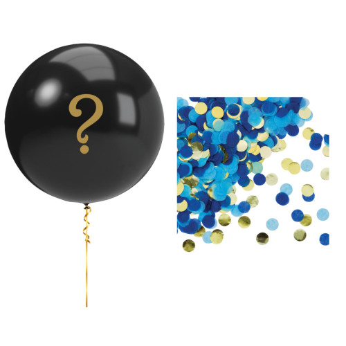 Club Pack of 12 Blue and Black Gender Reveal Balloons - IMAGE 1