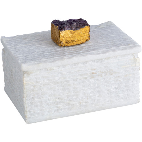 6" White and Gold Solid Decorative Box - IMAGE 1
