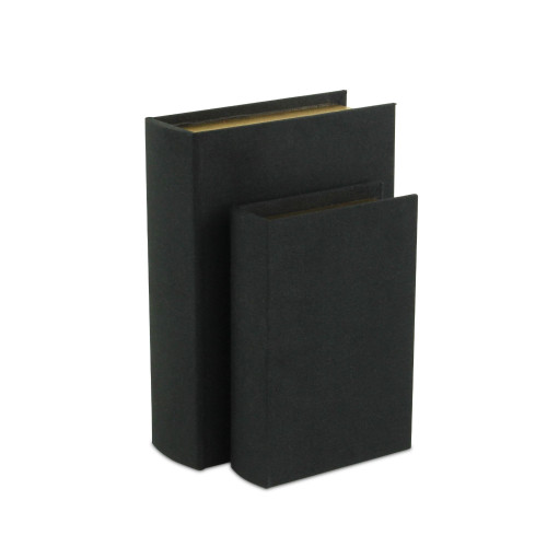 Set of 2 Black and Gold Rectangular Book Storage Boxes 11" - IMAGE 1