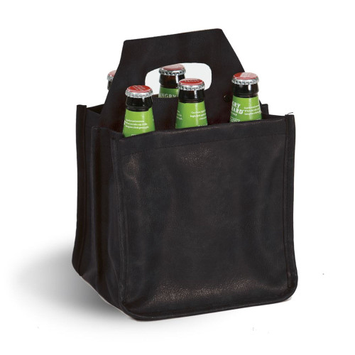 11" Black 6 Pack Bottle Bag - IMAGE 1